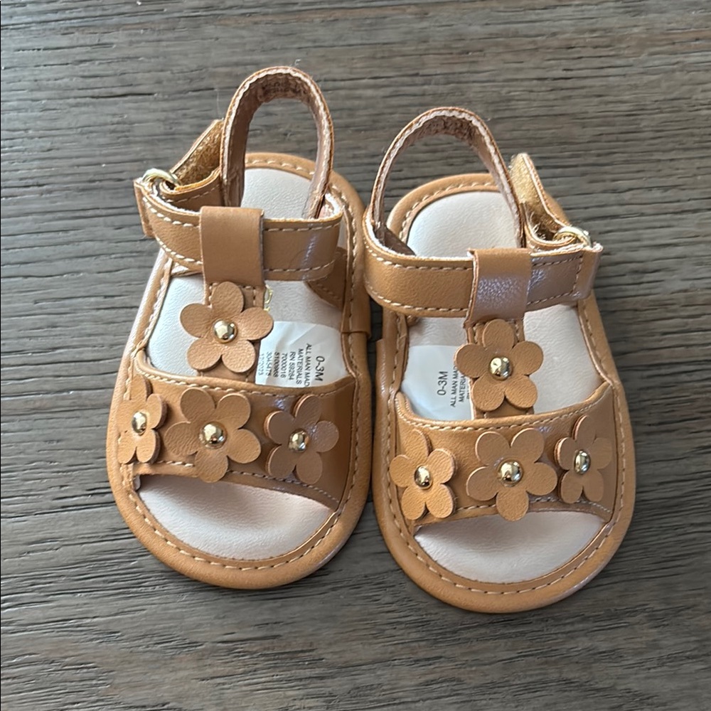 Place Tan Floral Sandals for baby